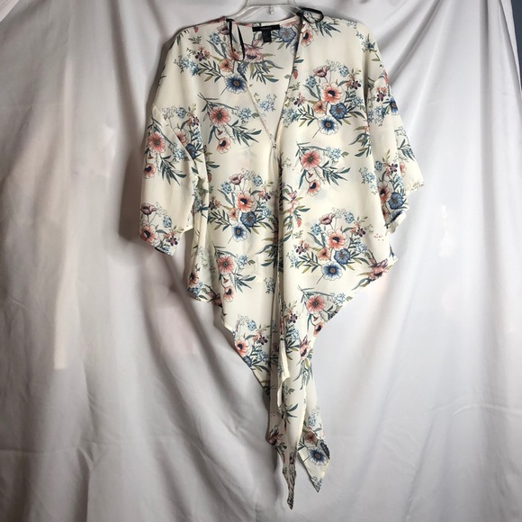 Tops - Floral Chiffon V-Neck Top